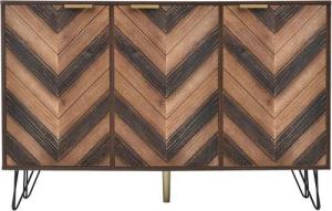 Flieks Sideboard (1 St), Kommode mit 3 Türen Wohnzimmer Schrank Anricht, goldenen Metallgriffe