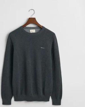 Gant Rundhalspullover COTTON PIQUE C-NECK mit Logostickerei auf der Brust