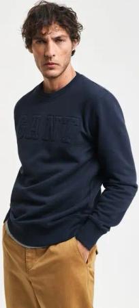 Gant Sweatshirt EMBOSSED C-NECK SWEAT eine erhabene GANT-Grafikprägung auf der Brust