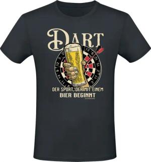Sprüche T-Shirt - Dart - Der Sport, der mit einem Bier beginnt! - M bis 3XL - für Männer - Größe XXL - schwarz