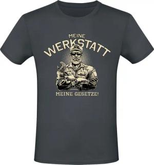 Sprüche T-Shirt - Meine Werkstatt - Meine Gesetze! - M bis 3XL - für Männer - Größe XXL - grau