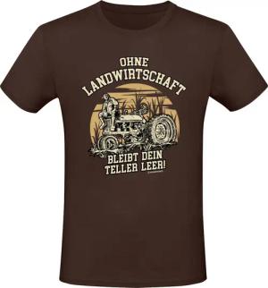 Sprüche T-Shirt - Leg dich nie mit einem Landwirt an - Wir kennen Orte wo dich niemand findet - M bis 3XL - für Männer - Größe 3XL - braun