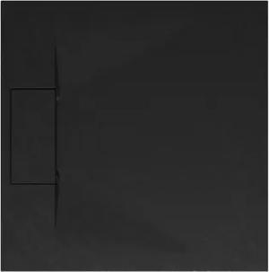 Schulte Duschwanne DWM-Tec, Quadrat, Mineralwerkstoff, Oberfläche aus Steinstruktur, 80x80 cm, Anthrazit, extraflach, ohne Ablauf und Stellfüße