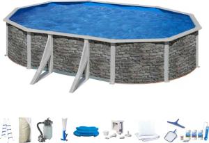 my POOL BWT Ovalpool, (Komplett-Set, 10 tlg.), in moderner Steinoptik, Höhe 120 cm, verschiedene Größen