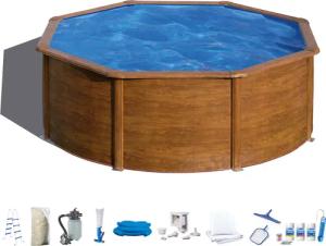 my POOL BWT Rundpool, (Komplett-Set, 10 tlg.), in moderner Holzoptik, verschiedene Größen