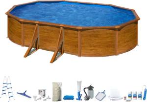 my POOL BWT Ovalpool, (Komplett-Set, 10 tlg.), in moderner Holzoptik, Höhe 132 cm, verschiedene Größen