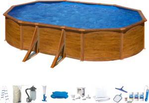 my POOL BWT Ovalpool, (Komplett-Set, 10 tlg.), in moderner Holzoptik, Höhe 120 cm, verschiedene Größen