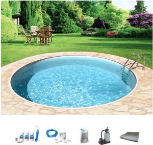 my POOL BWT Rundpool "mit sandfarbener Folie für den Karibik Look", (Komplett-Set, 6 tlg.), Höhe: 120 cm, inkl. Zubehör, in versch. Größen verfügbar