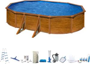 my POOL BWT Ovalpool, (Komplett-Set, 10 tlg.), in moderner Holzoptik, Höhe 132 cm, verschiedene Größen