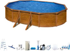 my POOL BWT Ovalpool, (Komplett-Set, 10 tlg.), in moderner Holzoptik, Höhe 132 cm, verschiedene Größen