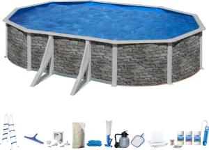 my POOL BWT Ovalpool, (Komplett-Set, 10 tlg.), in moderner Steinoptik, Höhe 132 cm, verschiedene Größen