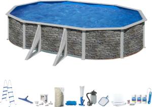 my POOL BWT Ovalpool, (Komplett-Set, 10 tlg.), in moderner Steinoptik, Höhe 132 cm, verschiedene Größen