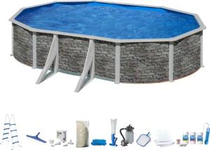 my POOL BWT Ovalpool, (Komplett-Set, 10 tlg.), in moderner Steinoptik, Höhe 132 cm, verschiedene Größen