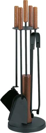 Firefix Kamingarnitur "Kaminbesteck mit dunlen Holzgriffen, beschichtet, schwarz", 5-teilig