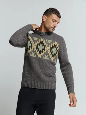 NO EXCESS Rundhalspullover "No Excess Jacquard-Pullover mit Seide"