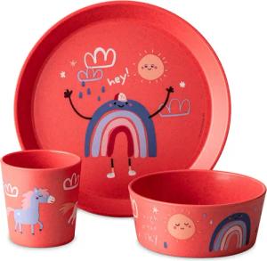 KOZIOL Kindergeschirr-Set "Kleiner Teller + Schale + Becher CONNECT DREAMS", (Set, 3 tlg.), 100% melaminfrei & recycelbar, CO² neutral in Deutschland produziert