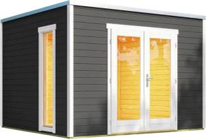 weka Gartenhaus "Designhaus P285", mit Panorama-Glastüren und hohem Fenster