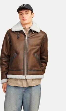 Jack & Jones Jacke aus Kunstleder Cole Aviator 12261819 Braun Regular Fit
