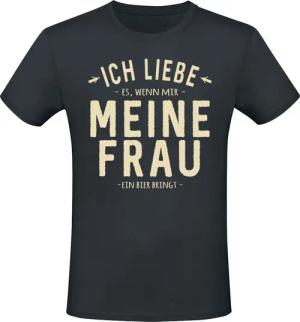Sprüche T-Shirt - Ich liebe es, wenn mir meine Frau ein Bier bringt - M bis 3XL - für Männer - Größe M - schwarz
