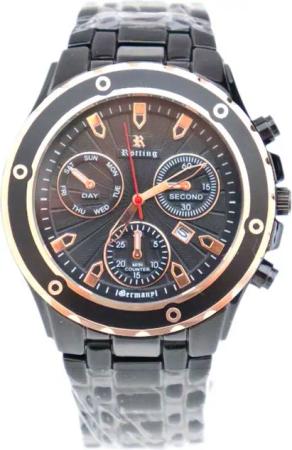 Rötting Design Quarzuhr Herrenuhr schwarzes Ziffernblatt in Chrono-Look Design Datumsanzeige, aus der Collection "Rötting", Armbandumfang 18 bis 24 cm wählbar