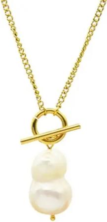 BUNGSA Ketten-Set Halskette mit Doppelperlen-Anhänger aus Edelstahl Damen (1-tlg), Halskette Necklace