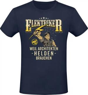 Sprüche T-Shirt - Elektriker - weil Architekten Helden brauchen! - M bis 3XL - für Männer - Größe L - blau