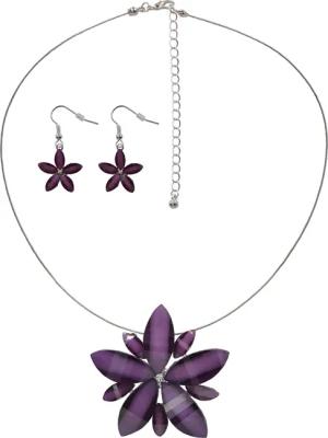 Steuer Paar Ohrhaken "Set aus Collier und Ohrhaken Blüte lila"