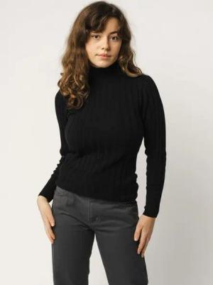 MELA Strickpullover Damen Strickpullover mit Mockneck AMBA Gerippte Struktur