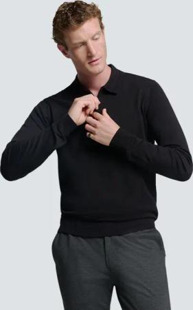 NO EXCESS Rundhalspullover "No Excess Polo-Pullover mit halbem Reißverschluss"