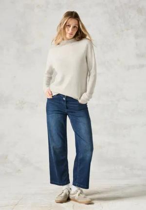 Cecil Damen Pullover mit Turtleneck in Beige|Weiß, Gr: S