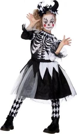 Wilbers Kostüm Halloween Mädchen Skelettkostüm Kinder Party Skelett Kostüm Outfit