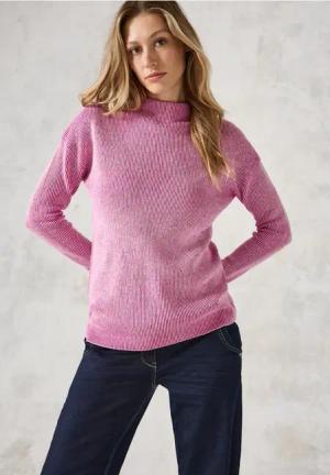 Cecil Damen Pullover mit Turtleneck in Pink, Gr: XL