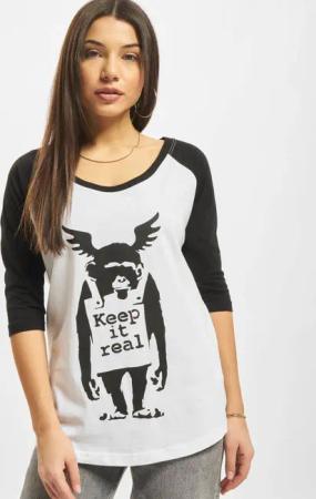 Merchcode Ladies Brandalised - Banksy´s Graffiti Ape Raglan Tee