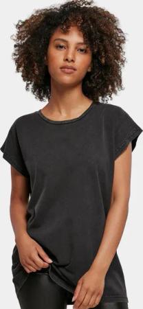 Build Your Brand Ladies Acid Washed Extended Shoulder Tee