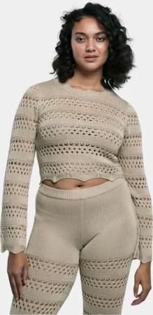 Urban Classics Ladies Cropped Crochet Knit Sweater