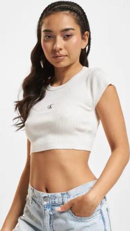 Calvin Klein Jeans Open Back Tied Knitted Crop Top