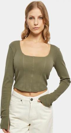 Urban Classics Ladies Short Rib Corsage Longsleeve