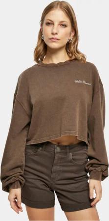 Urban Classics Ladies Cropped Small Embroidery Terry Crewneck