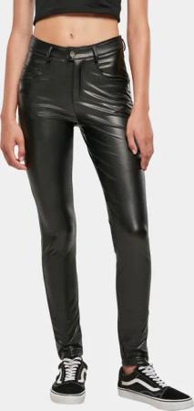 Urban Classics Ladies Mid Waist Synthetic Leather Pants