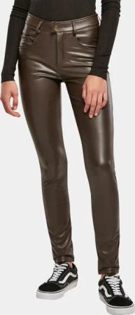 Urban Classics Ladies Mid Waist Synthetic Leather Pants