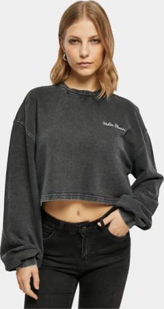 Urban Classics Ladies Cropped Small Embroidery Terry Crewneck Pullover