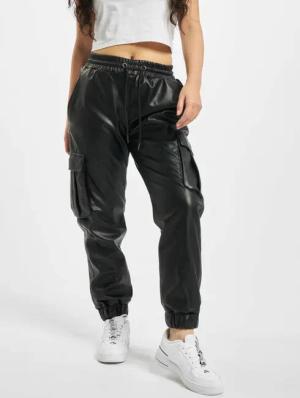 Urban Classics Ladies Faux Leather Cargo Pants