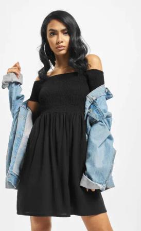 Urban Classics Ladies Smoked Off Shoulder Dress