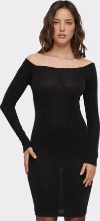 Urban Classics Ladies Off Shoulder Longsleeve Glitter Dress