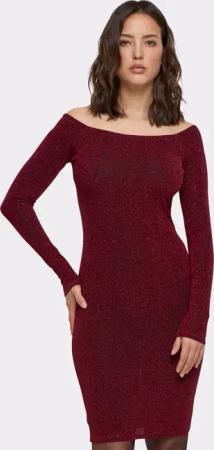 Urban Classics Ladies Off Shoulder Longsleeve Glitter Dress