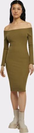 Urban Classics Ladies Off Shoulder Longsleeve Rib Dress