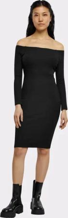 Urban Classics Ladies Off Shoulder Longsleeve Rib Dress