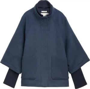 TOM TAILOR Damen Cape Jacke, blau, Uni, Gr. XL