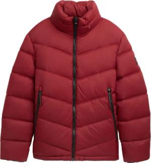 TOM TAILOR Herren Pufferjacke mit verstaubarer Kapuze, rot, Uni, Gr. M