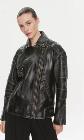 MAX&Co. Lederjacke Ugolina Schwarz Regular Fit